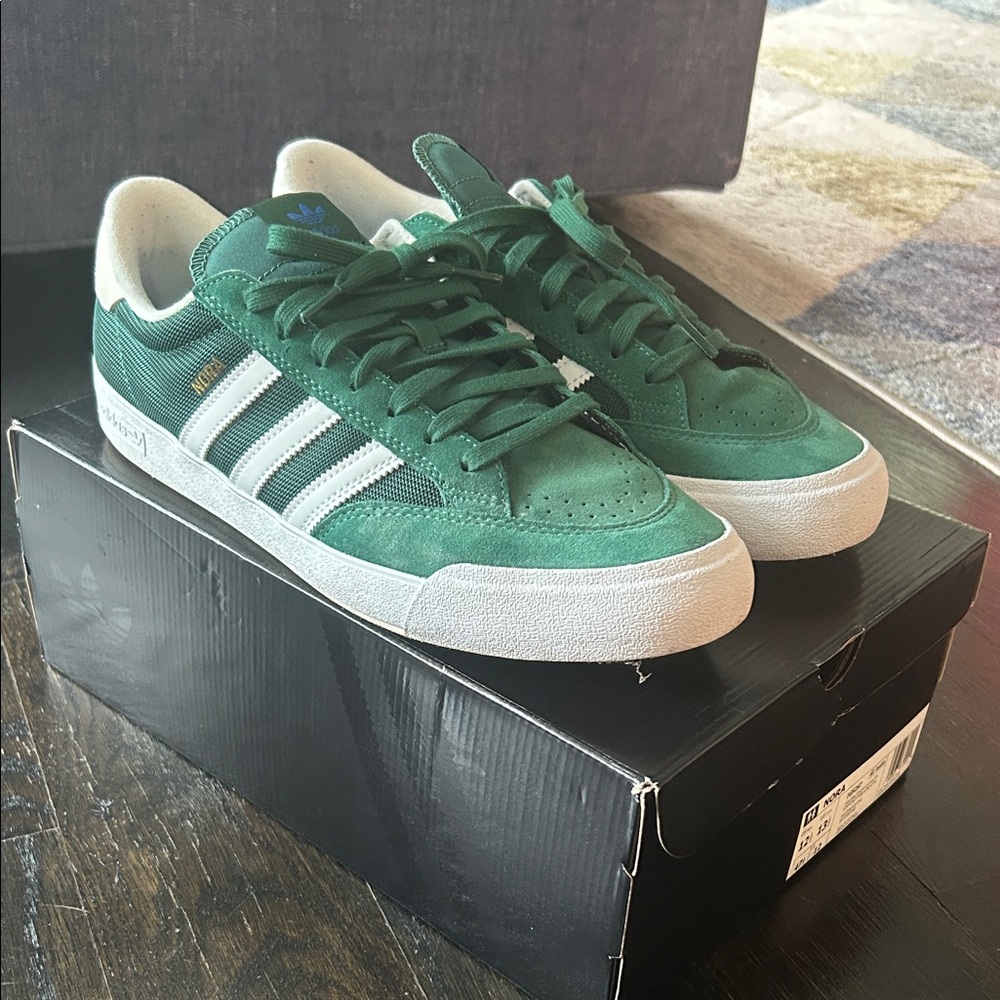 Adidas Nora Dark Green Sneakers with White Stripes